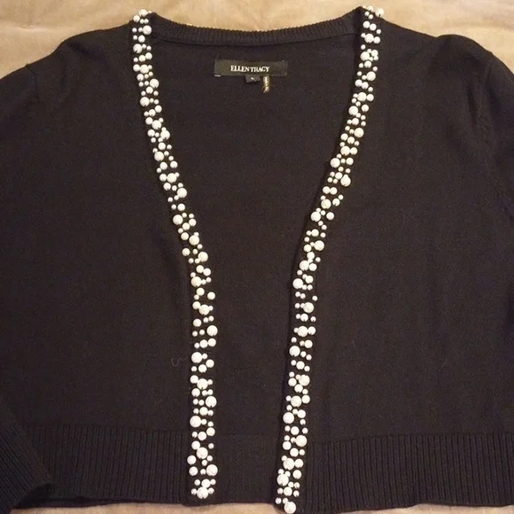 Ellen Tracy Valero Sweater with Pearl Trim - Picture 2 of 7
